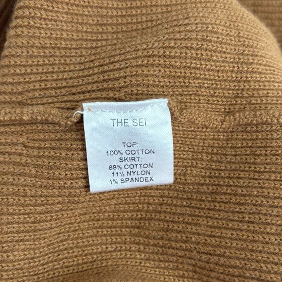 The Sei Crystal Asymmetric Drape Mini Dress XS Tan NWT - Picture 8 of 9